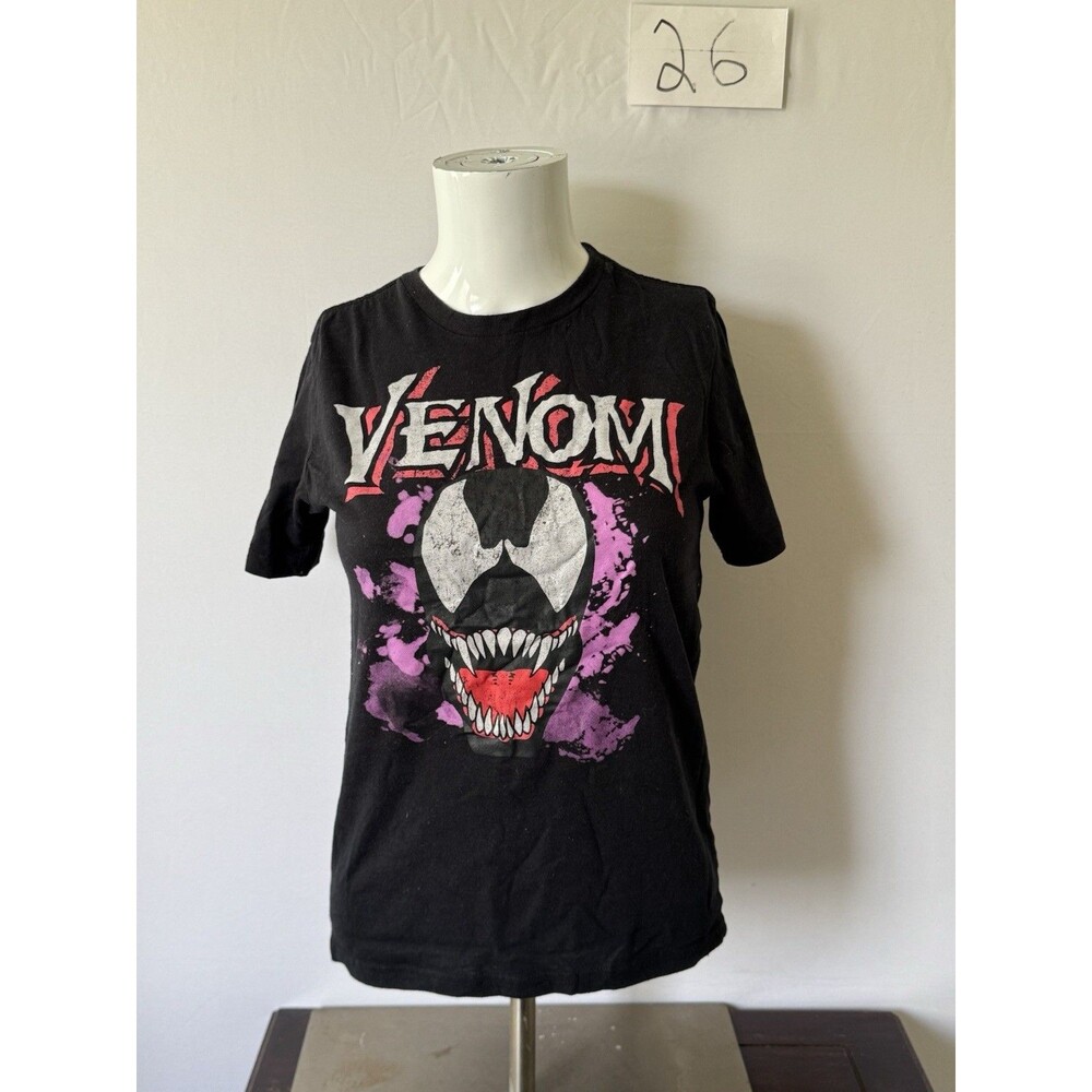 Marvel Venom Graphic T Shirt Black Purple Symbiote Face Youth Short Sleeve - Picture 1 of 3